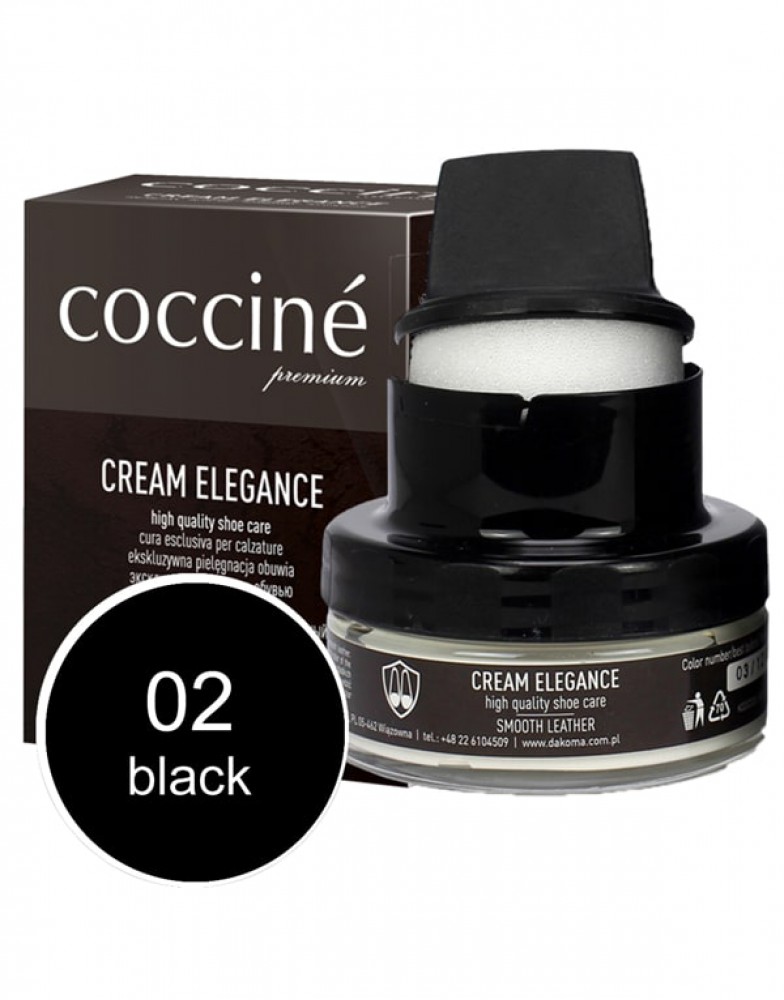 Must kingakreem käsnaga siledale nahale - Coccine Cream Elegance (black), 50 ml